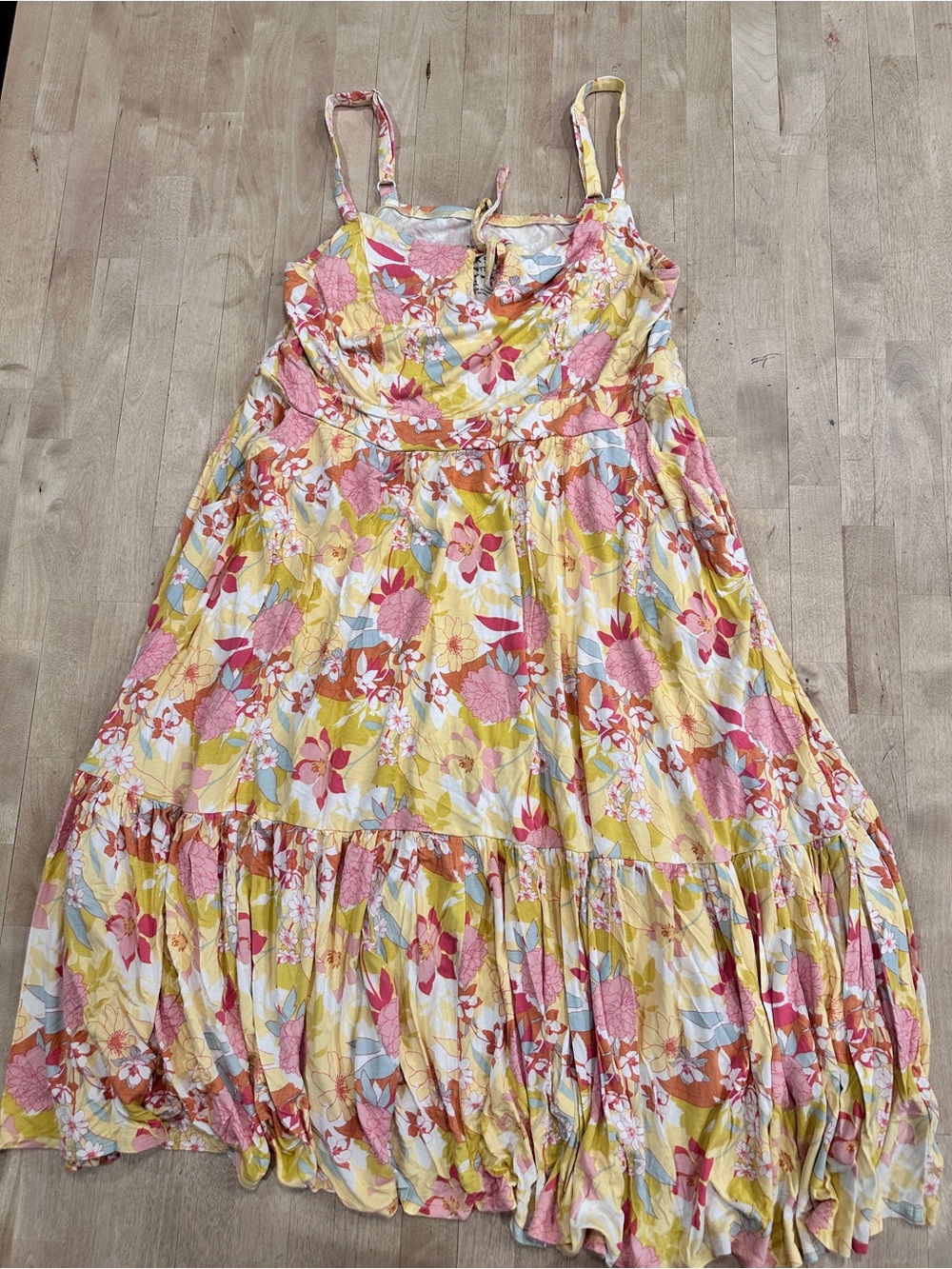 torrid Yellow Pink Orange Floral Tie-Front Tank Dress